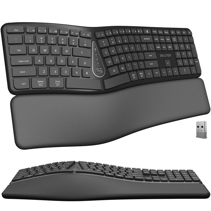Ergonomic Curved Keyboard with Wrist Rest
