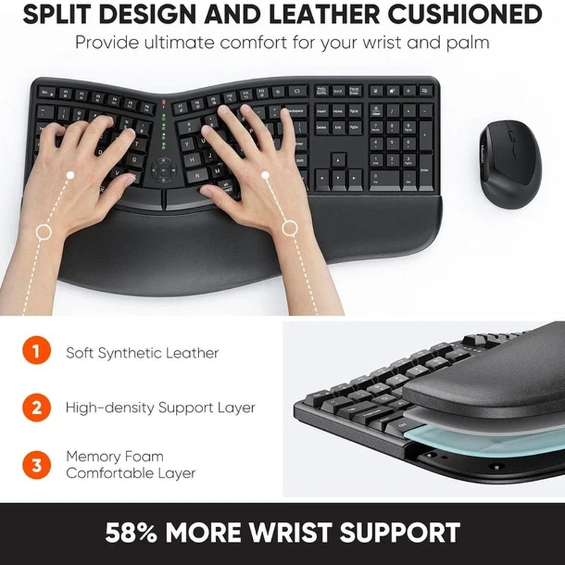 Ergonomic Curved Keyboard with Wrist Rest Trade Pack of Fifty